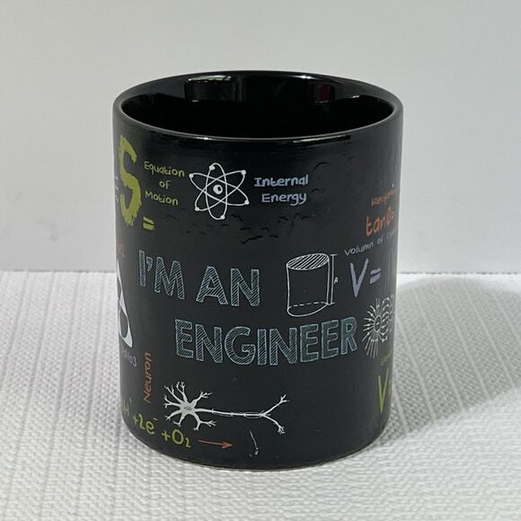 KWARE I’m an ENGINEER 14oz Mug Black Textured Mathematics Formulas Equations - Picture 3 of 17